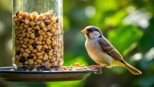 To zadziorny ptak, który panoszy się w karmniku. Ma jeden ulubiony przysmak