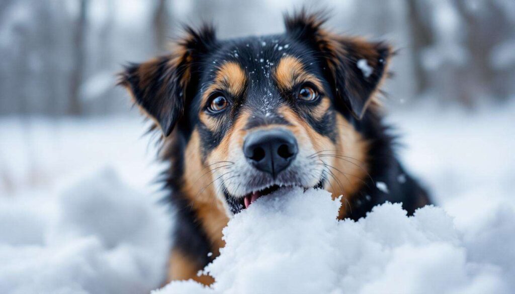 Mój pies je śnieg: czy to niebezpieczne ?