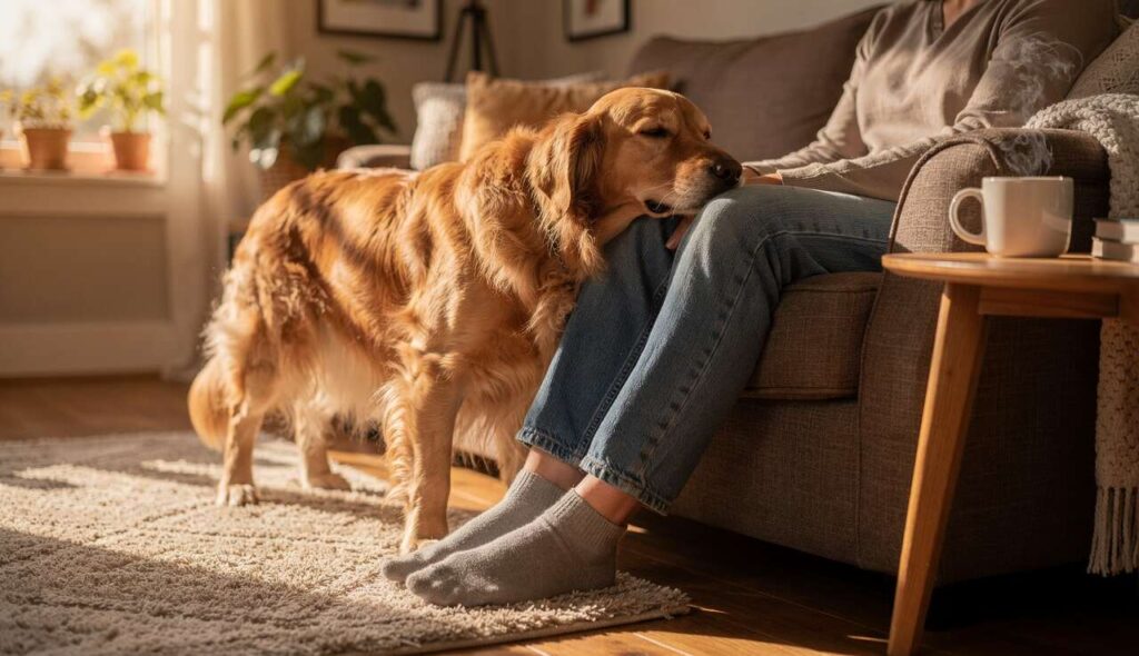 Pies opiera się o Twoje nogi: to nie jest przypadek – oto co mówi nauka